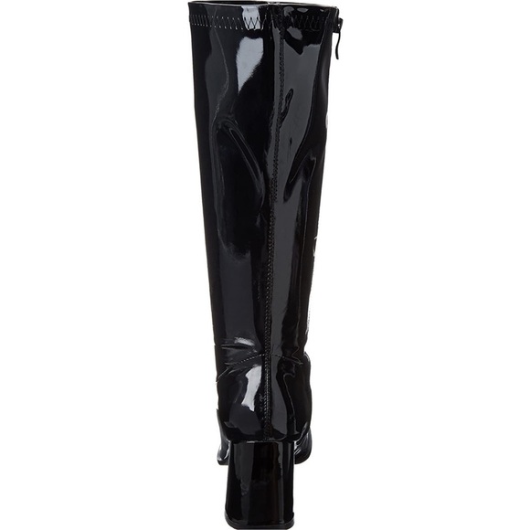 ELLIE Gogo Tall Black Leather Boots Women 9 3 Inch Heel Side Zipper Costume NIB - Picture 9 of 10